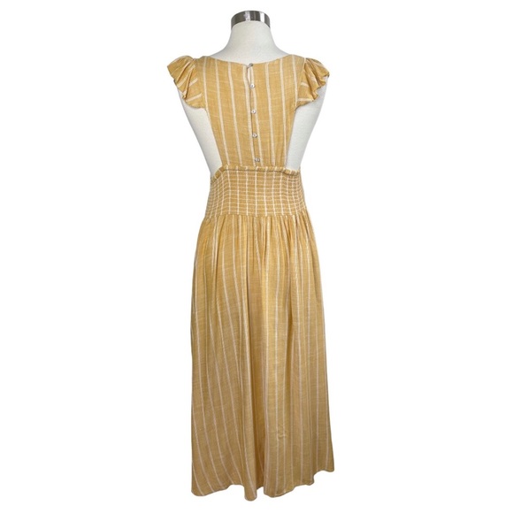 FREE PEOPLE Yellow Chambray Butterflies Midi Dress size XL - Picture 6 of 12
